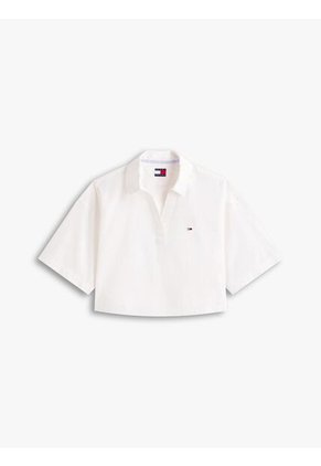 Camisa Blanca Amplia De Manga Corta Y Tapeta Abierta Tommy Jeans
