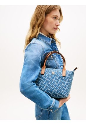 Bolso Azul Tote En Tejido Denim Con Logo Tommy Hilfiger