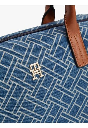Bolso Azul Tote En Tejido Denim Con Logo Tommy Hilfiger