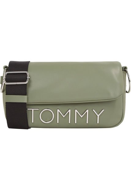 Bolso Verde Bandolera Con Solapa Y Logo Metálico Tommy Hilfiger