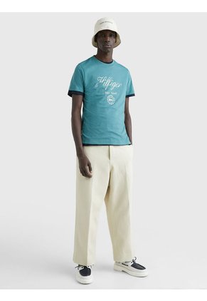 Camiseta Con Logo De Corte Slim Hombre Verde Tommy Hilfiger