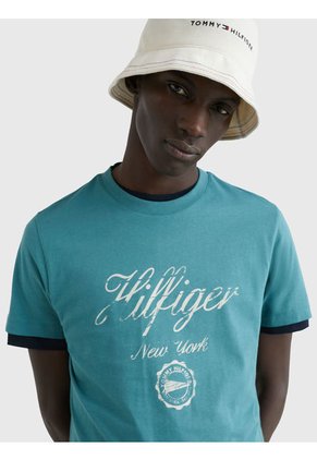 Camiseta Con Logo De Corte Slim Hombre Verde Tommy Hilfiger
