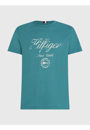 Camiseta Con Logo De Corte Slim Hombre Verde Tommy Hilfiger