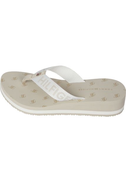 Chancleta Beige Con Cuña De Playa Tommy Hilfiger