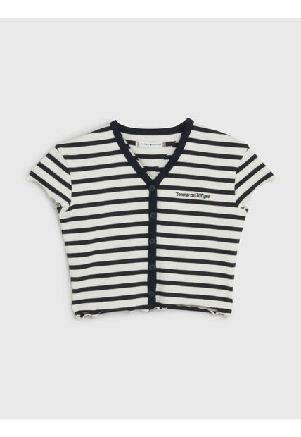 Camiseta Estilo Top De Niña Acanalado Rayas Tommy Hilfiger