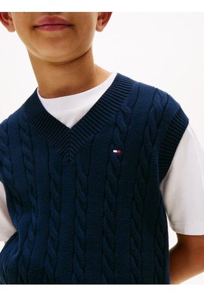 Chaleco Azul De Punto Trenzado Tommy Hilfiger
