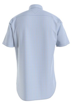 Camisa Celeste Oxford A Cuadros Con Manga Corta Tommy Hilfiger