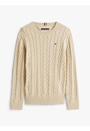 Saco Café De Punto Trenzado Y Cuello Redondo Tommy Hilfiger