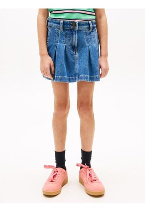 Minifalda Azul Denim Plisada Tommy Hilfiger