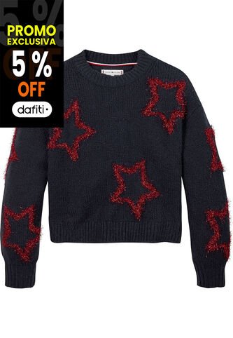 Saco Azul Niña Oscuro Tejido Holgado Con Estrellas Tommy Hilfiger Tommy Hilfiger