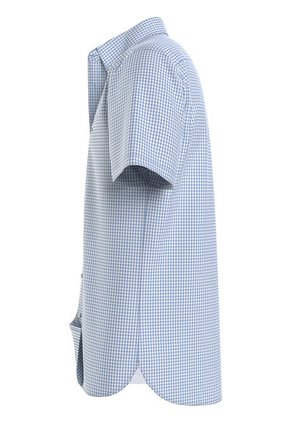 Camisa Celeste Oxford A Cuadros Con Manga Corta Tommy Hilfiger