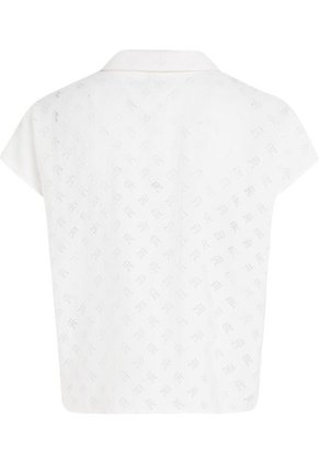Camisa De Manga Corta Con Monograma Devore Mujer Blanco Tommy Hilfiger