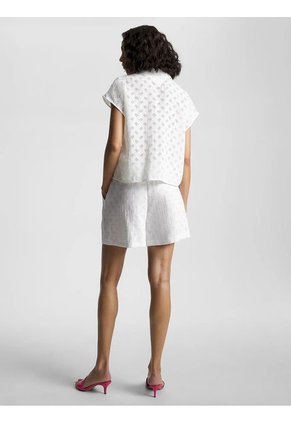 Camisa De Manga Corta Con Monograma Devore Mujer Blanco Tommy Hilfiger