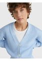 Cárdigan De Corte Cropped Y Amplio Mujer Celeste Tommy Hilfiger de Tommy Hilfiger
