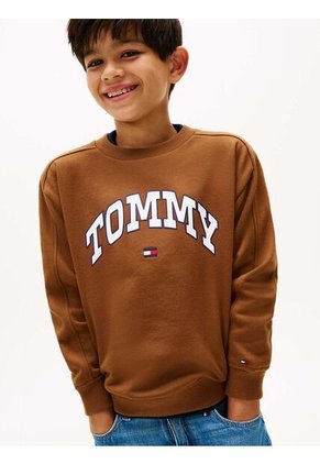 Saco Café De Cuello Redondo Con Logo Tommy Hilfiger