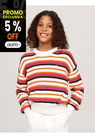Saco Tejido Essential De Rayas Rosadas Para Niña Tommy Hilfiger Tommy Hilfiger