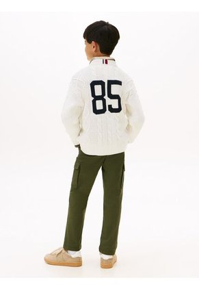 Saco Blanco De Puntos Mixtos Con Logo En Intarsia Tommy Hilfiger