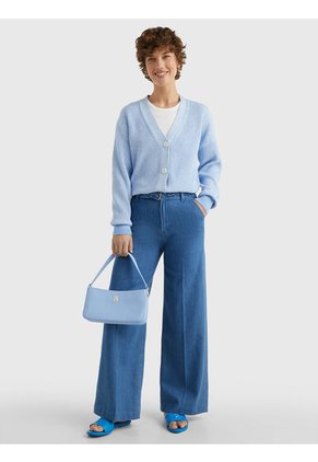 Cárdigan De Corte Cropped Y Amplio Mujer Celeste Tommy Hilfiger