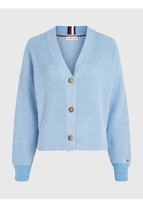 Cárdigan De Corte Cropped Y Amplio Mujer Celeste Tommy Hilfiger