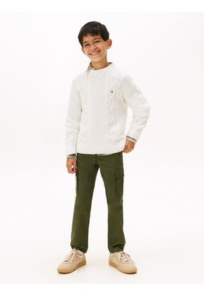 Saco Blanco De Puntos Mixtos Con Logo En Intarsia Tommy Hilfiger