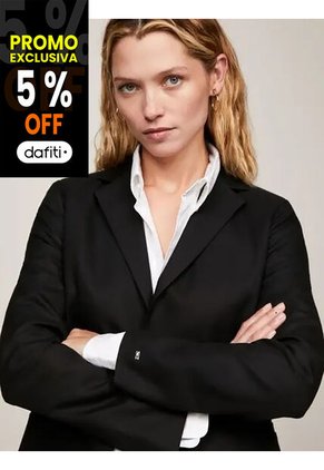 Americana Negra Regular Con Monograma TH Tommy Hilfiger