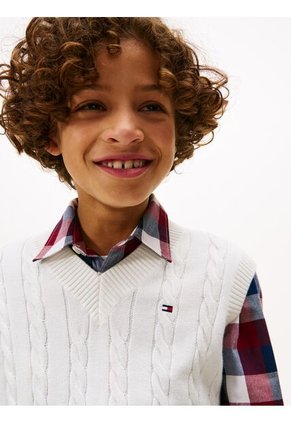 Chaleco Blanco De Punto Trenzado Tommy Hilfiger