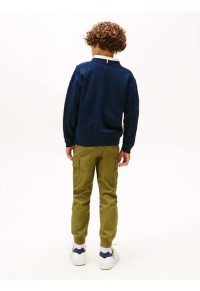 Saco Azul De Cuello Redondo Con Logo Tommy Hilfiger