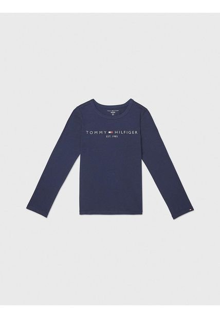 Camiseta De Manga Larga Con Logotipo Sensorial Niño Azul Oscuro Tommy Hilfiger