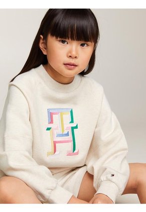 Saco Beige Monogram De Corte Regular Para Niña Tommy Hilfiger