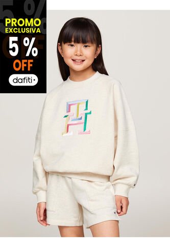 Saco Beige Monogram De Corte Regular Para Niña Tommy Hilfiger Tommy Hilfiger