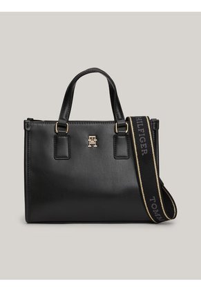 Bolso Negro Tote Pequeño Con Monotipo Hilfiger Tommy Hilfiger