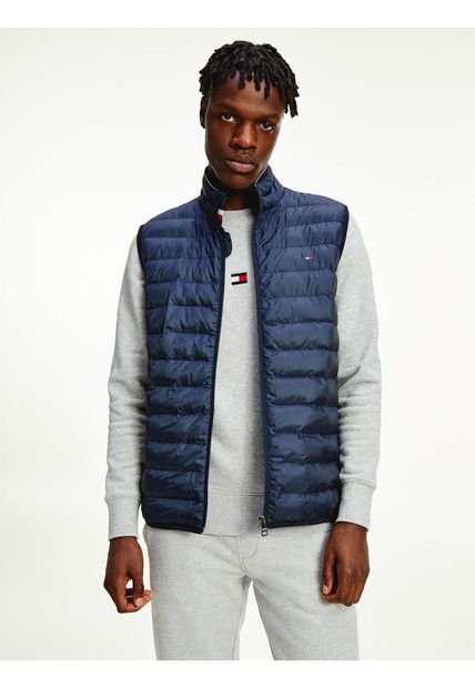 Chaleco Azul Acolchado Y Plegable Para Hombre Tommy Hilfiger