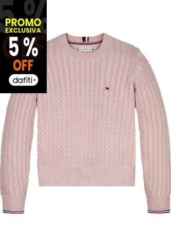 Saco Rosado De Punto Canal Global Stripe Para Niña Tommy Hilfiger Tommy Hilfiger