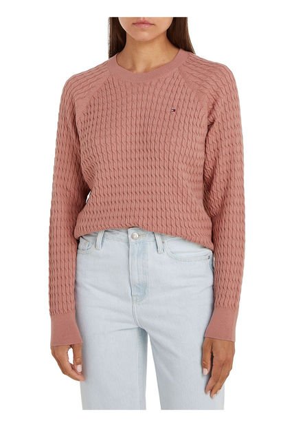 Saco Rosado Amplio De Punto Trenzado Para Mujer Tommy Hilfiger