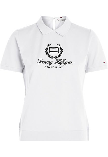 Polo Blanca Con Inscripción En El Pecho Para Mujer Tommy Hilfiger