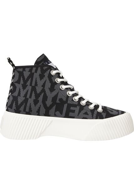 Tenis Altas De Punto Con Logos Mujer Negro Tommy Hilfiger