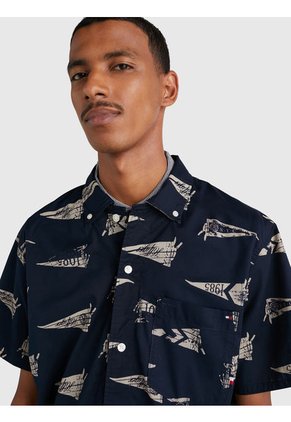 Camisa Náutica De Corte Regular Hombre Azul Tommy Hilfiger