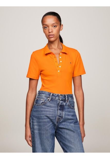 Polo Naranja 1985 Collection De Corte Slim Con Logo Tommy Hilfiger