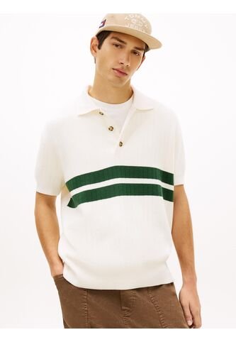 Polo Blanco De Punto Tommy Badge De Corte Regular Tommy Jeans Tommy Hilfiger