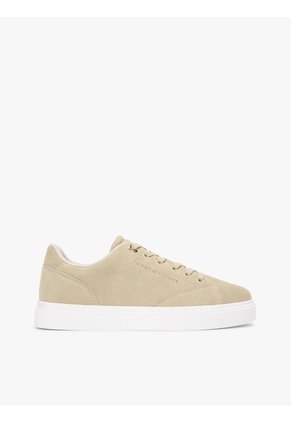 Tenis Beige De Ante Con Logo Metalizado Tommy Hilfiger