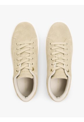 Tenis Beige De Ante Con Logo Metalizado Tommy Hilfiger