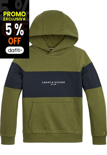 Saco Essential Color Block Con Logo Niño Verde Tommy Hilfiger