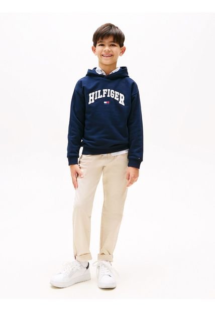 Buzo Azul Con Capota Y Logo De Estilo Universitario Tommy Hilfiger