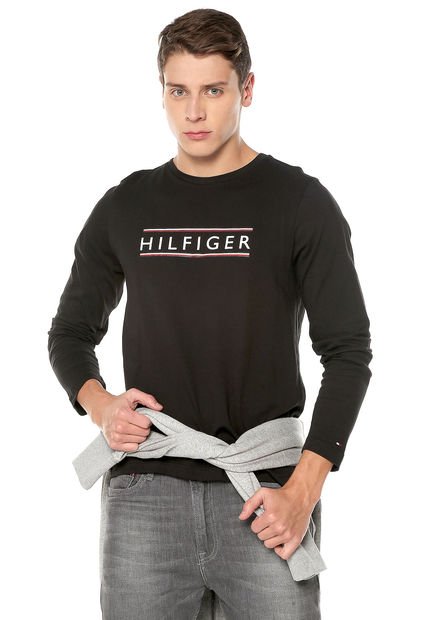 Camiseta Manga Larga Negro Tommy Hilfiger
