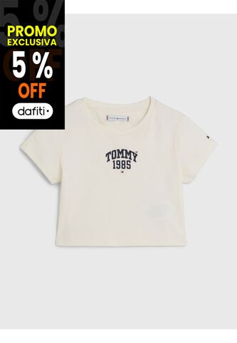 Camiseta Blanca Universitaria De Punto Elástico Para Niña Tommy Hilfiger Tommy Hilfiger