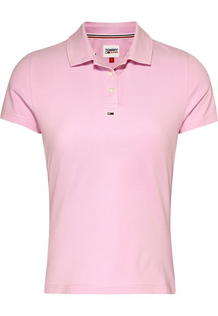 Polo Rosa Slim Essential Con Logo De Tommy Jeans Para Mujer Tommy Jeans