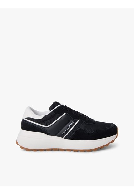 Tenis Negro Con Mezcla De Texturas Tommy Hilfiger