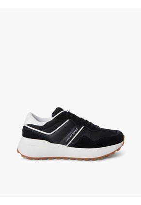 Tenis Negro Con Mezcla De Texturas Tommy Hilfiger