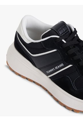 Tenis Negro Con Mezcla De Texturas Tommy Hilfiger