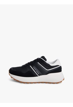 Tenis Negro Con Mezcla De Texturas Tommy Hilfiger
